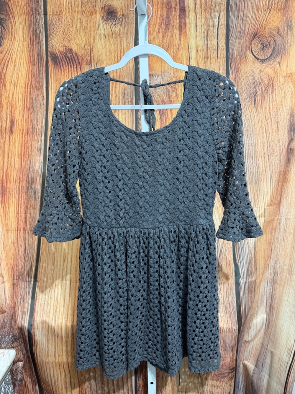 Mimi Chica Crochet Lace Bell Sleeve Dress Size L